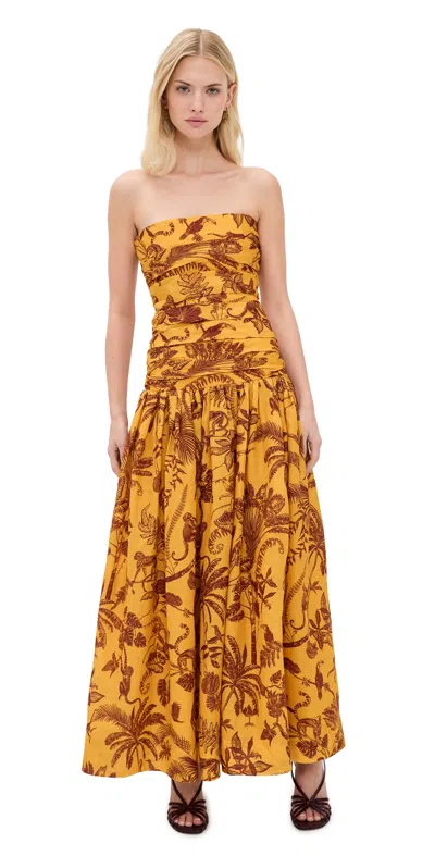 Alemais Banana Blossom Ruched Gown Marigold In Yellow