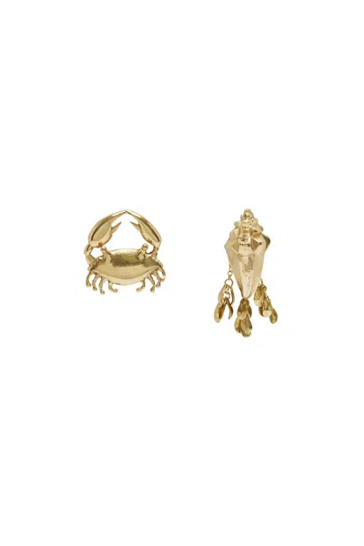 Alemais Banana House Crab Shell Earrings In Gold