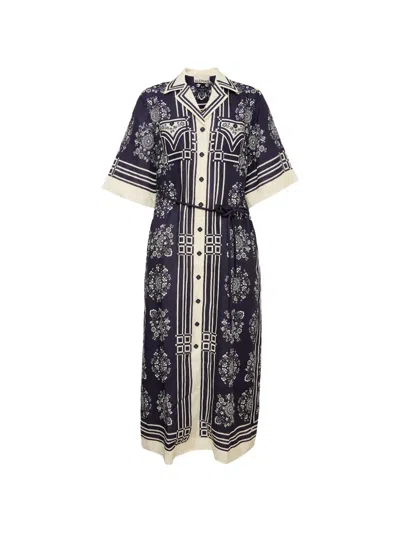 Alemais Banderra Floral-print Shirt Maxi Dress In Purple