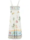 Alemais Bath House Linen Midi Dress In White