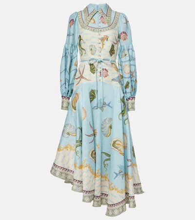 Alemais Bath House Linen-blend Shirtdress In Multicoloured