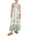 Alemais Bath House Linen Midi Dress In Multi