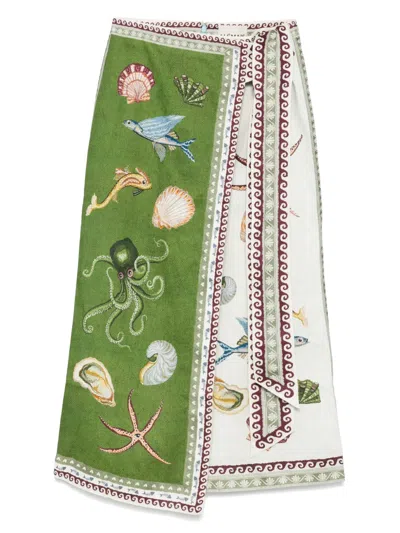 Alemais Bath House Midi Skirt In Green