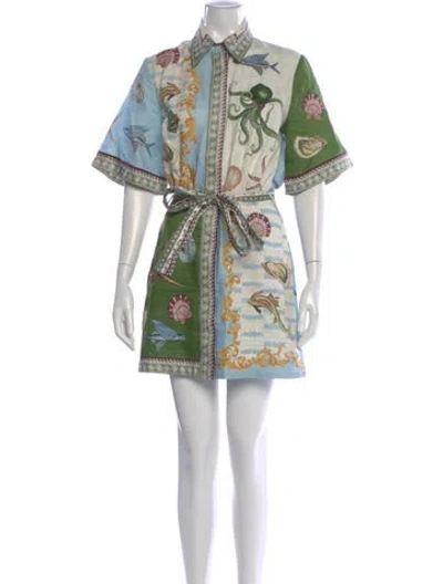 Pre-owned Alemais Bath House Mini Dress In Green