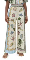 Alemais Bath House Silk Twill Wide-leg Pants In Multi
