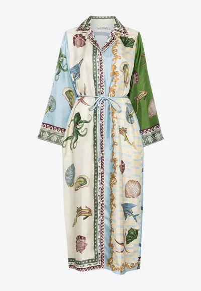 Alemais Bath House Silk Midi Shirt Dress In Multicoloured