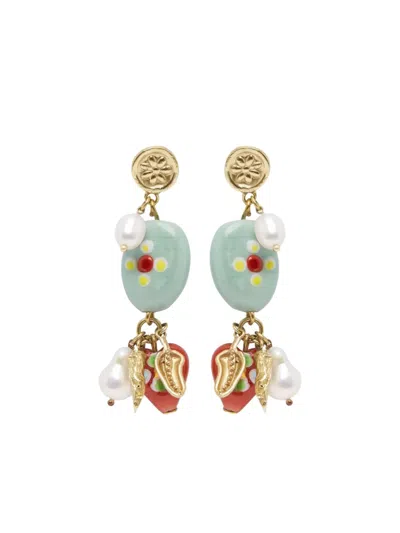 Alemais Heart And Pearl Drop Earrings In Gold