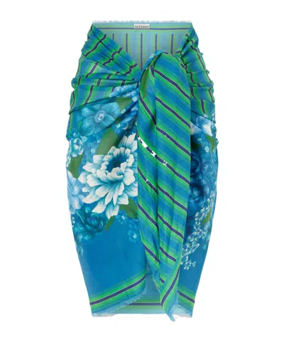 Alemais Margo Printed Organic Cotton-voile Pareo In Green