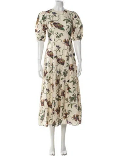 Pre-owned Alemais Birdie Midi Length Dress In Neutral