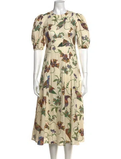 Pre-owned Alemais Birdie Midi Length Dress In Neutrals