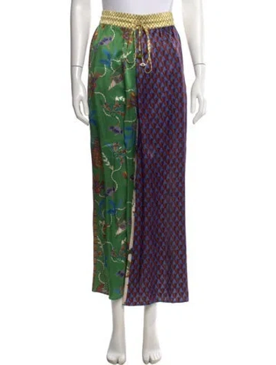 Pre-owned Alemais Birdie Spliced Wide Leg Pants In Green