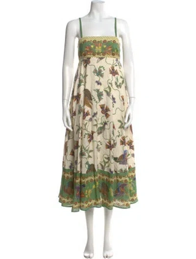 Pre-owned Alemais Birdie Sundress Long Dress In Green