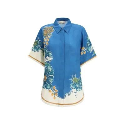 Alemais Blue Linen Pattern Shirt