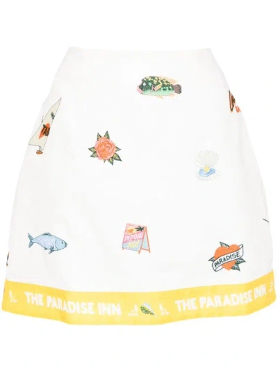 Alemais Blue Multicolor Mini Skirt In White