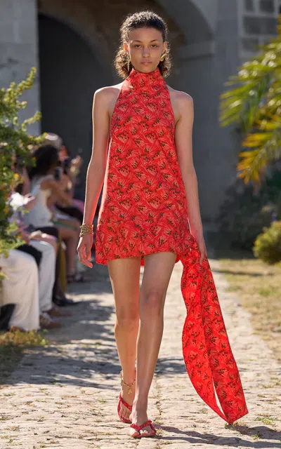 Alemais Alémais Bonetta Printed Cotton Mini Dress In Red