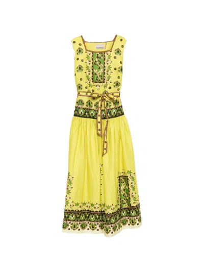 Alemais Bridgete Graphic-print Midi Dress In Yellow