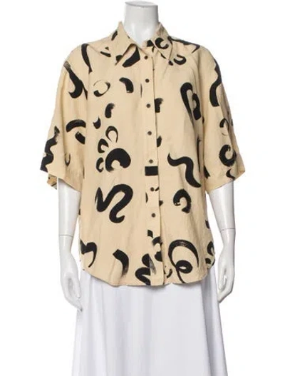 Pre-owned Alemais Brush Stroke Silk Blouse In Black/neutrals