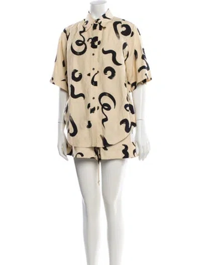 Pre-owned Alemais Brushstroke Linen Set In Neutral