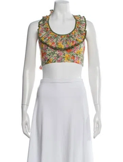 Pre-owned Alemais Cabana Apron Crop Top Floral Print Crop Top W/ Tags In Multi