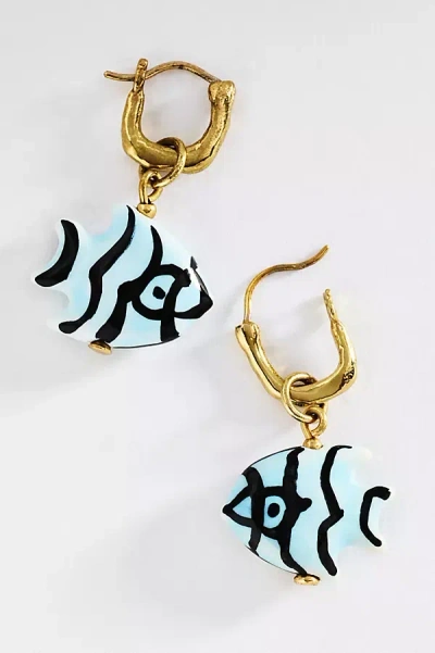 Alemais Calypso Ceramic Fish Earrings In Brown