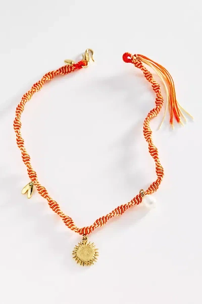 Alemais Calypso Macrame Charm Necklace In Orange