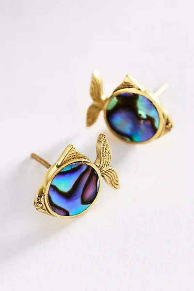 Alemais Calypso Paua Fish Post Earrings In Gold