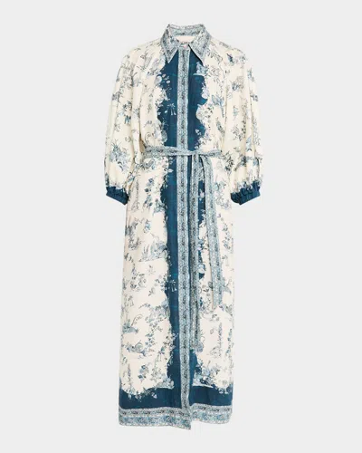 Alemais Casa Belted Midi Shirtdress In Cream