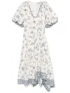 Alemais Womens Casa Balloon-sleeve Linen Midi Dress Cream In Nude