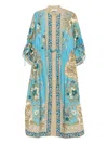 Alemais Cassie Pool Floral-print Drawstring Midi Dress In Blue