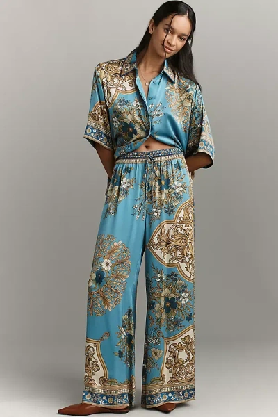Alemais Cassie Silk Pull-on Pants In Blue