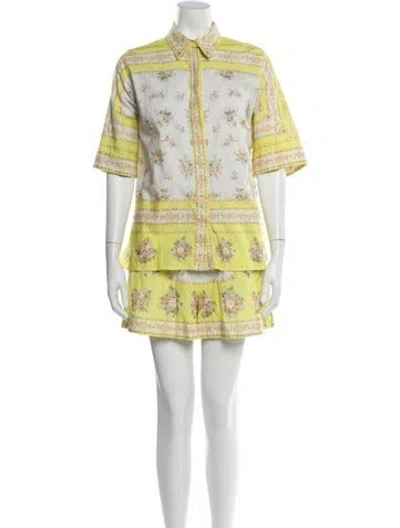 Pre-owned Alemais Catalina Oversized Short Set Floral Print Short Set In Yellow