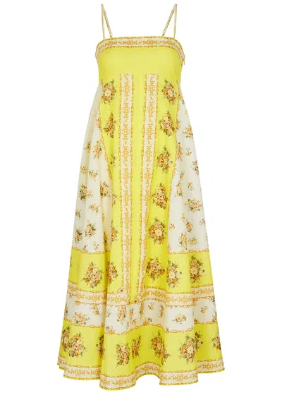 Alemais Cataline Printed Cotton-blend Dress In Yellow