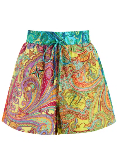 Alemais Ceto Spliced Printed Silk-blend Shorts In Multicoloured