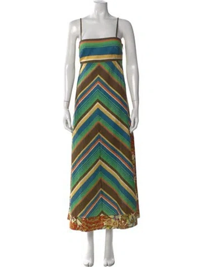 Pre-owned Alemais Charli Linen Midi Dress Long Dress W/ Tags In Multi