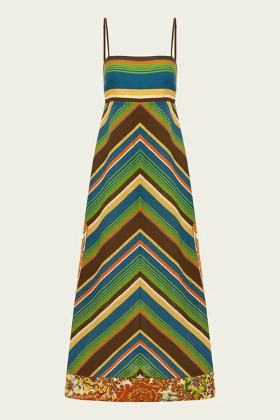 Alemais Charlie Day Midi Dress In Chevron Stripe Motif In Multi