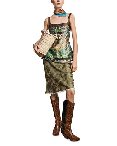 Alemais Charlotte Printed Satin-twill Blouse In Brown
