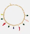 Alemais Fish Charm Beaded Chain Necklace In Gold