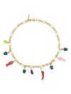 Alemais Fish Charm Beaded Chain Necklace In Gold