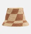 Alemais Checked Raffia Bucket Hat In Brown