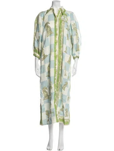 Pre-owned Alemais Checkmate Long Dress In Blue