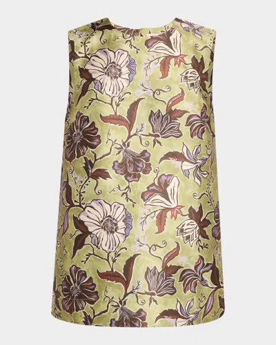 Alemais Citron Sleeveless Floral-print Boxy Top In Multi
