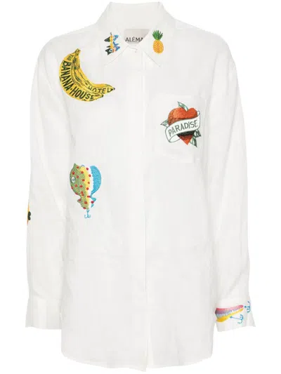 Alemais X Alan Berry Rhys Clam Patch Linen Shirt In White