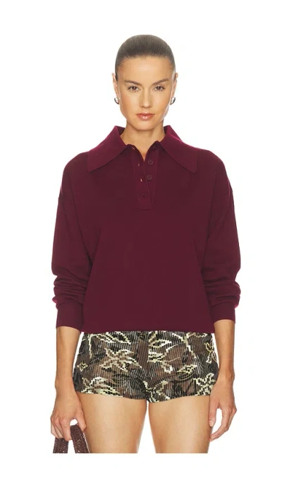 Alemais Claudia Plum Knit Polo In Burgundy