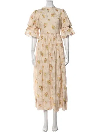 Pre-owned Alemais Clementine Long Dress In Neutral
