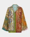 Alemais Clemenza Spliced Button-front Silk Shirt In Multi