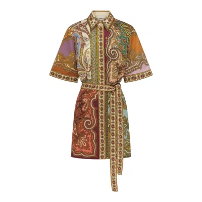 Alemais Clemenza Spliced Mini Dress In Brown