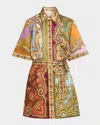 Alemais Clemenza Spliced Mini Shirtdress In Multi