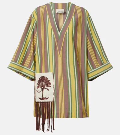 Alemais Clover Embroidered Striped Cotton Minidress In Multi