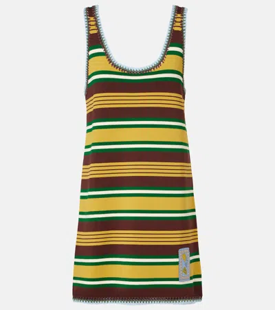 Alemais Clover Striped Knitted Minidress In Brown