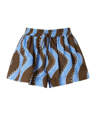 Alemais Frankie Printed Embroidered Linen Shorts In Multi